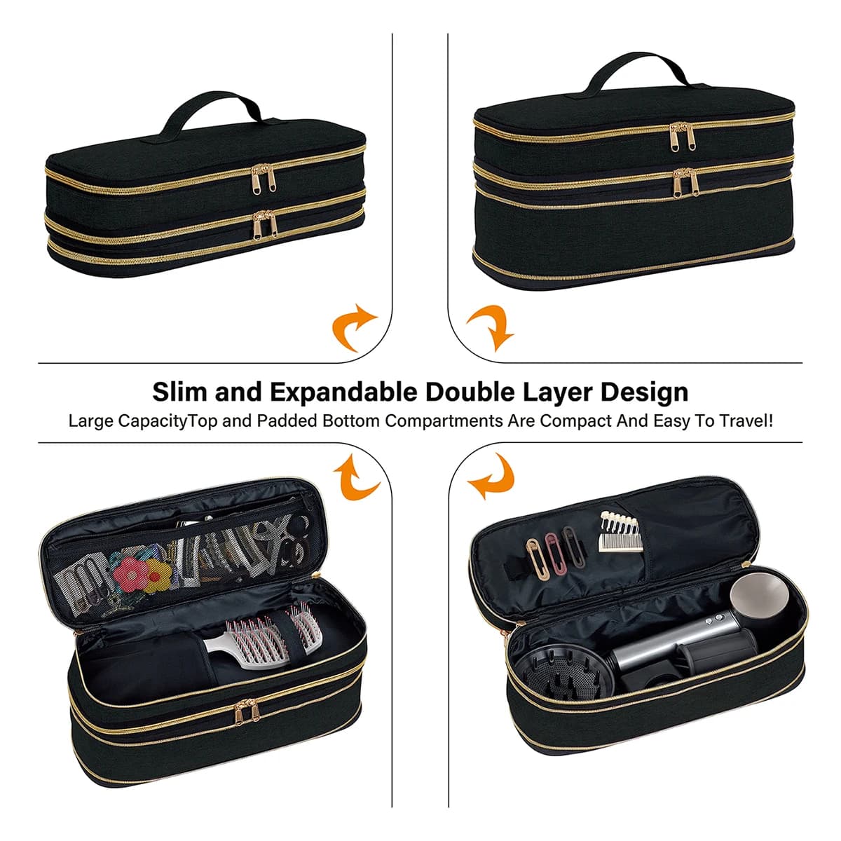 UOZL Sac de rangement pour sèche-cheveux, sac de rangement de voyage portable mince et extensible à 