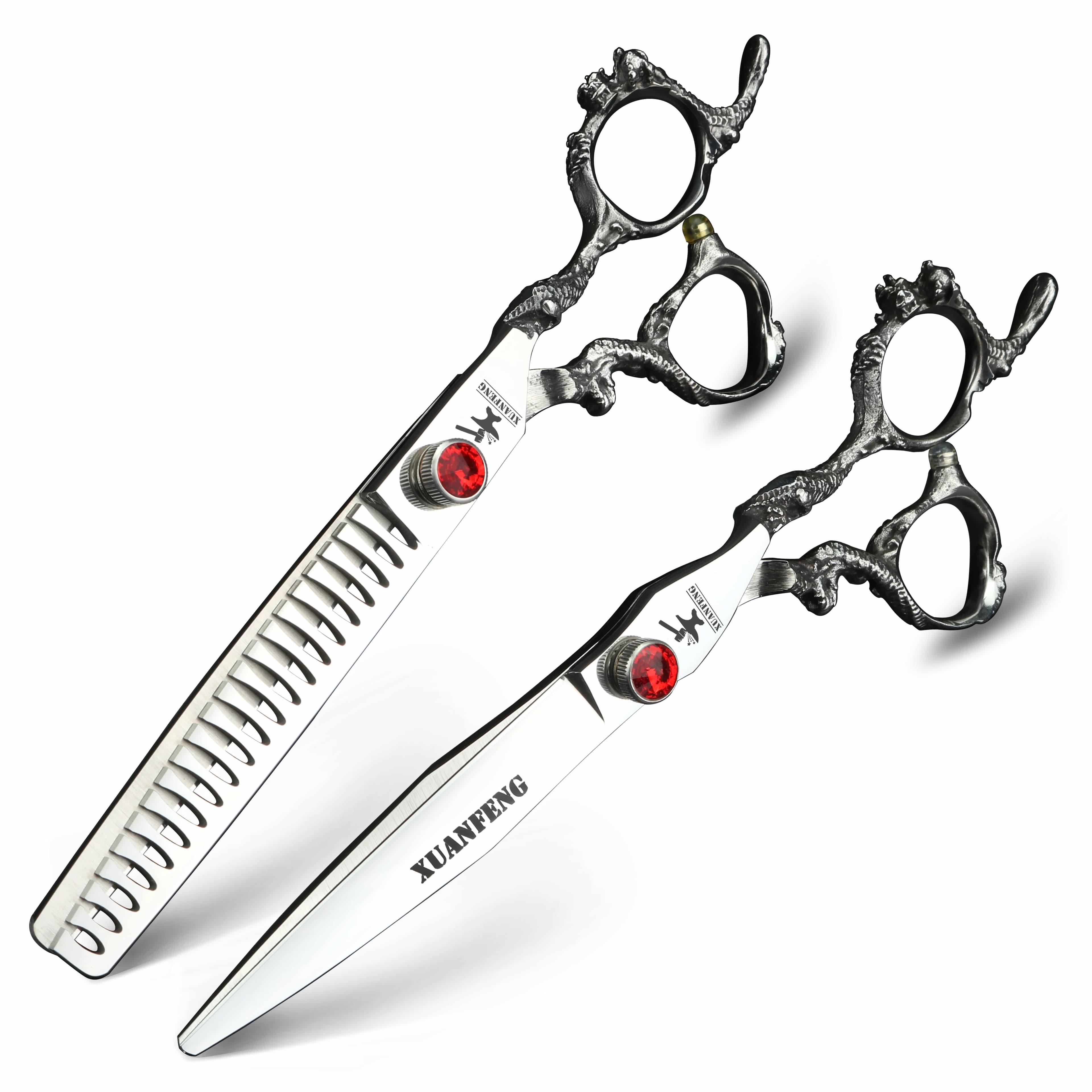 Ciseaux de barbier japonais en acier 440C, poignée Dragon 6 "7", ciseaux professionnels pour couper 