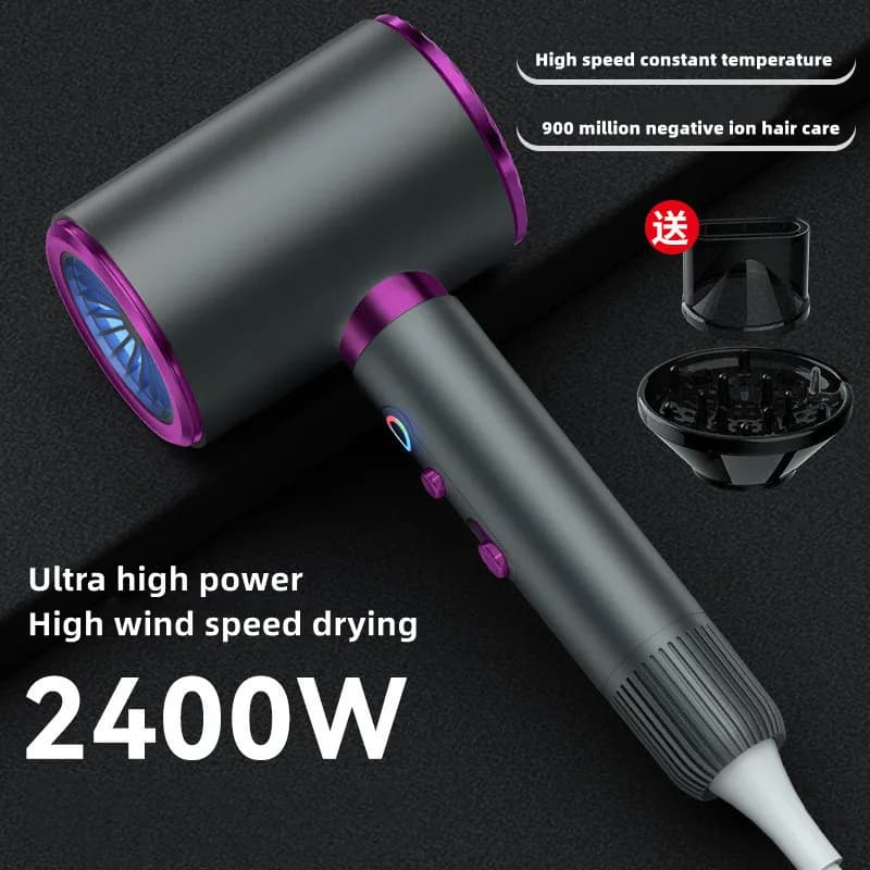 Sèche-cheveux à grande vitesse 2400w, vente directe du fabricant, Ion négatif haute puissance, lumiè