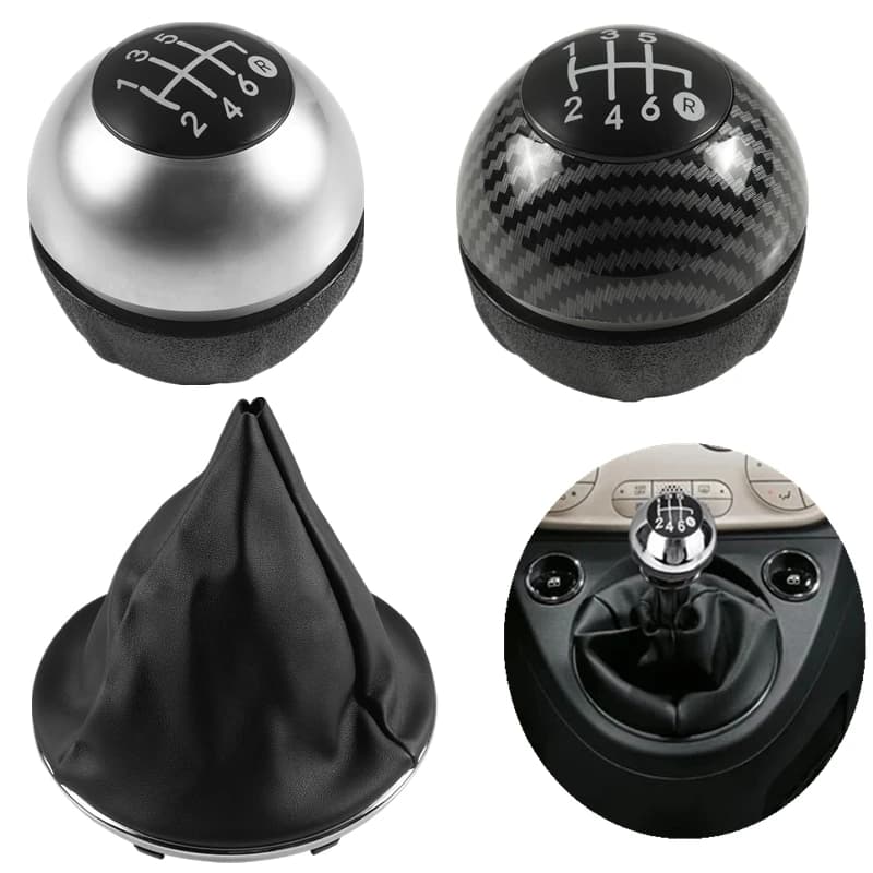 Pour Fiat 500 500C 2007-2018 5/6 vitesses pommeau de levier de vitesse Sitck tête en cuir guêtre bot
