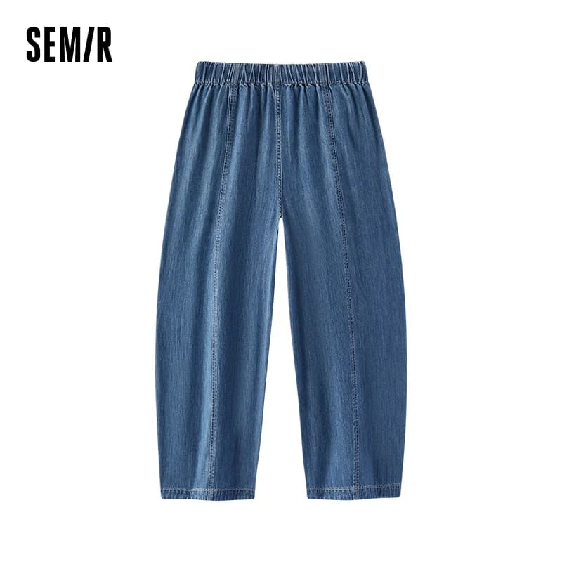 Jean Femme Semir en Coton 2026 – Taille Élastique, Coupe 3D, Longueur Cheville – Style Urbain Décont