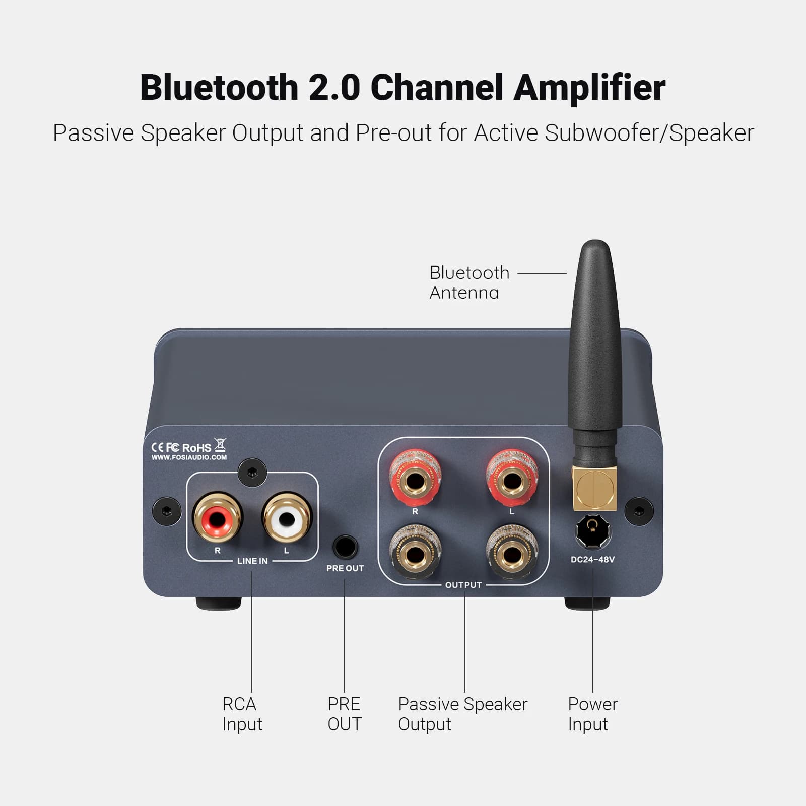 Amplificateur de puissance audio Bluetooth Fosi Audio TPA3255 300W x2 Mini HiFi Stéréo Classe D avec