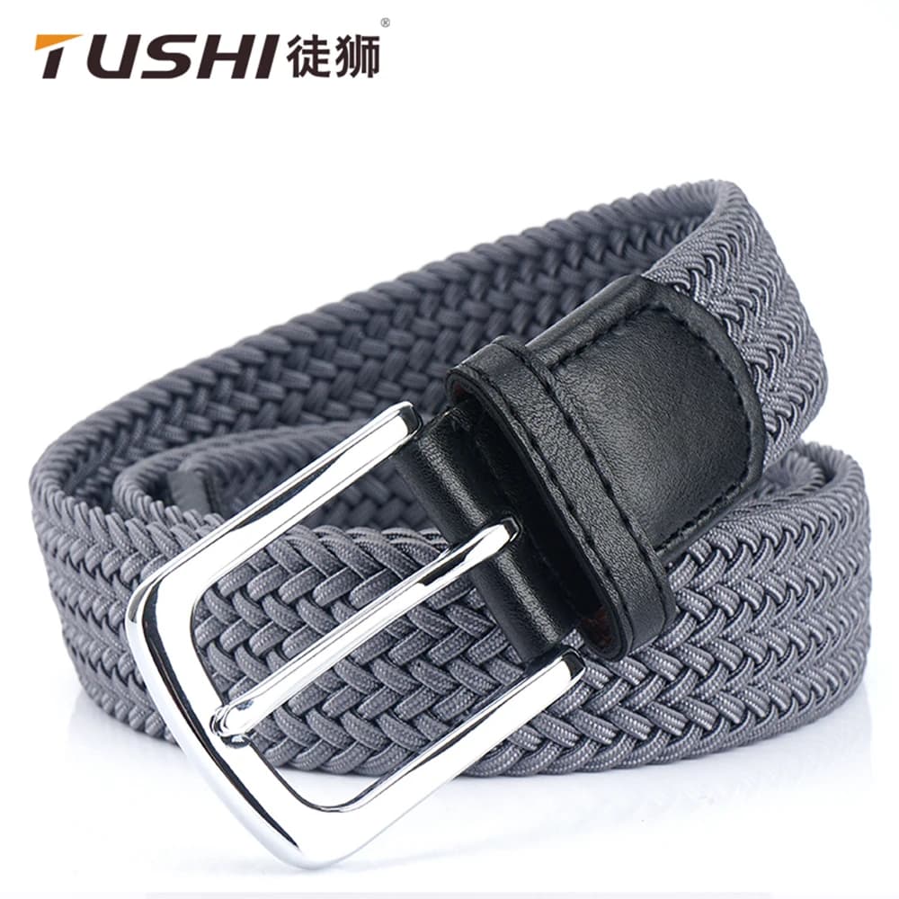 TUSBottles-Ceinture tressée sans trou pour hommes, ceinture tissée élastique, simple et sauvage, mod