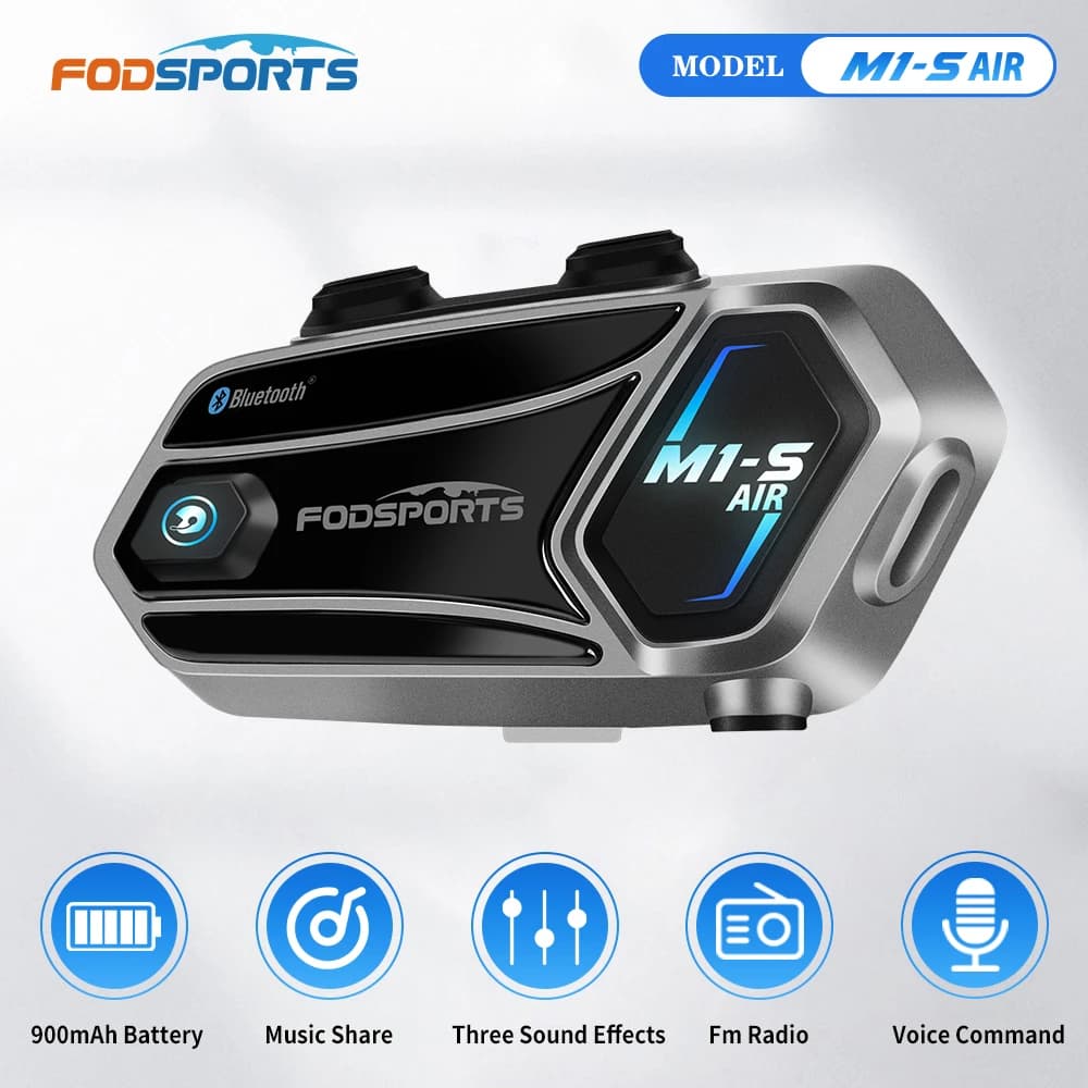 Fodsports M1-S AIR casque d'interphone de moto casque Bluetooth, Interphone BT 5.0, Radio FM, 3 effe