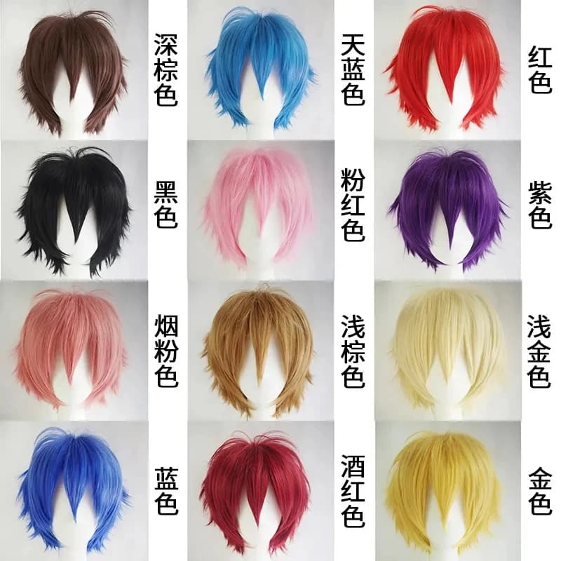 Perruque synthétique colorée polyvalente, perruques de cosplay pour hommes, ensemble de perruques an