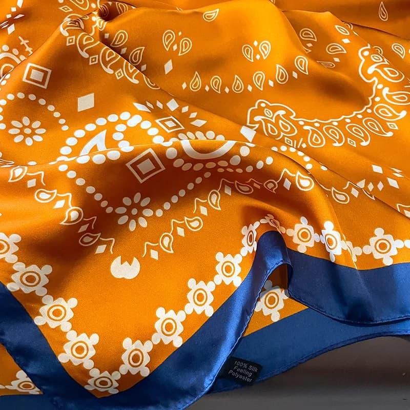 Grand châle en satin imprimé pour femme, écharpe de marque de luxe, bandeau de sauna, hijab, turban,