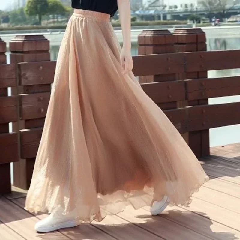 Longue jupe portefeuille en mousseline de soie plissée pour femmes, tenue de plage, taille haute, pl