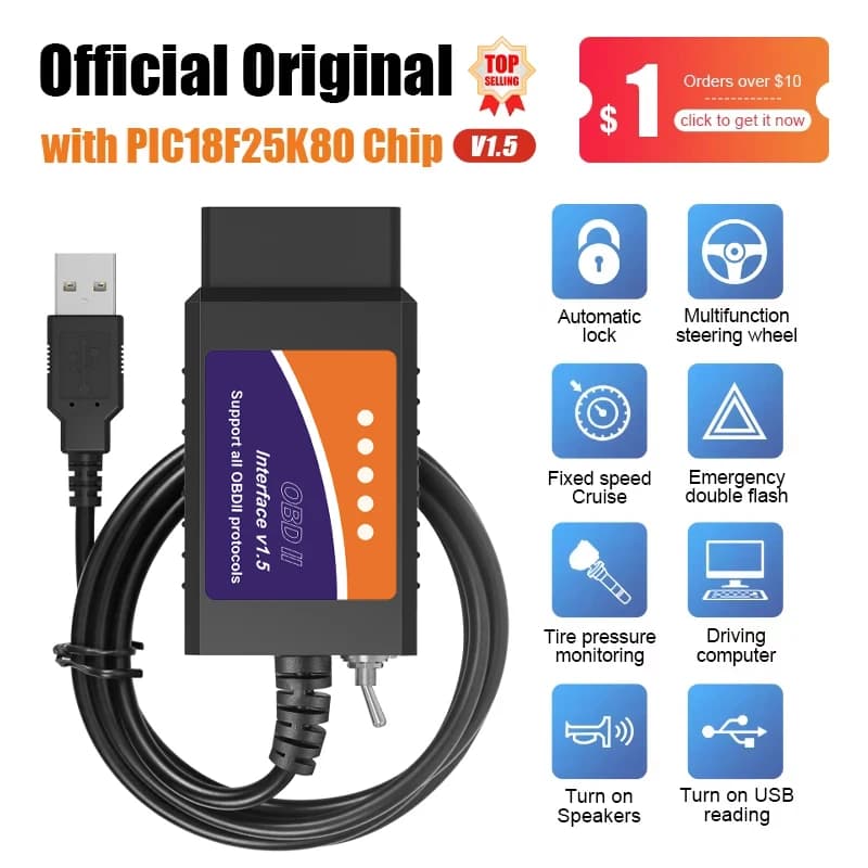 Pour-Scan ELM327 USB V1.5 PIC18F25K80 pour Mazda Ford Module Initialization PATS Programmation clé d