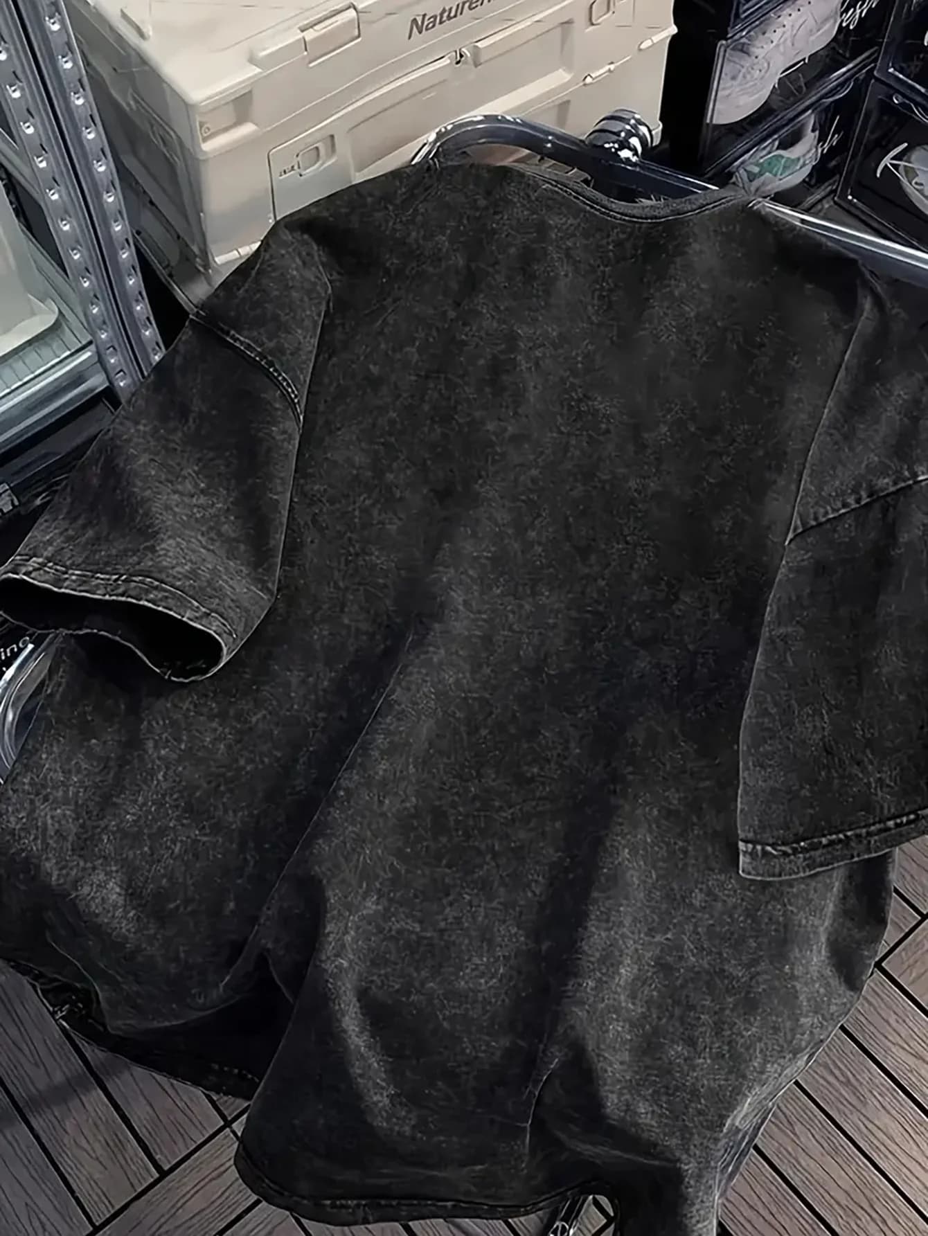 T-shirt d'été décontracté pour hommes, coupe ample, rétro, noir délavé, à manches courtes, motif imp