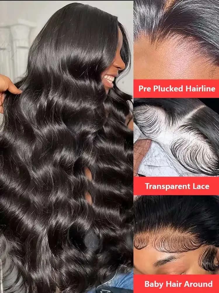 40 42 pouces 250% Wear And Go perruques sans colle vague de corps perruques de cheveux humains 13x4 