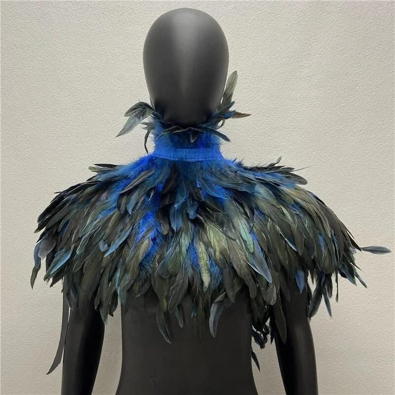 Manteau Gothique Punk pour Femme, Cape Initiée, ixEverak, Plume, Vêtements de Bal, Châle, Plumes, Co