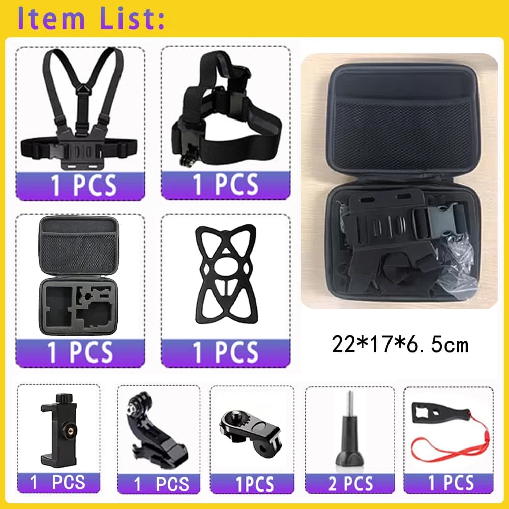 Kit d'accessoires pour caméra d'action 50 en 1 pour DJI Osmo Action 5 Pro 4/3 GoPro Hero 13 12 11/10