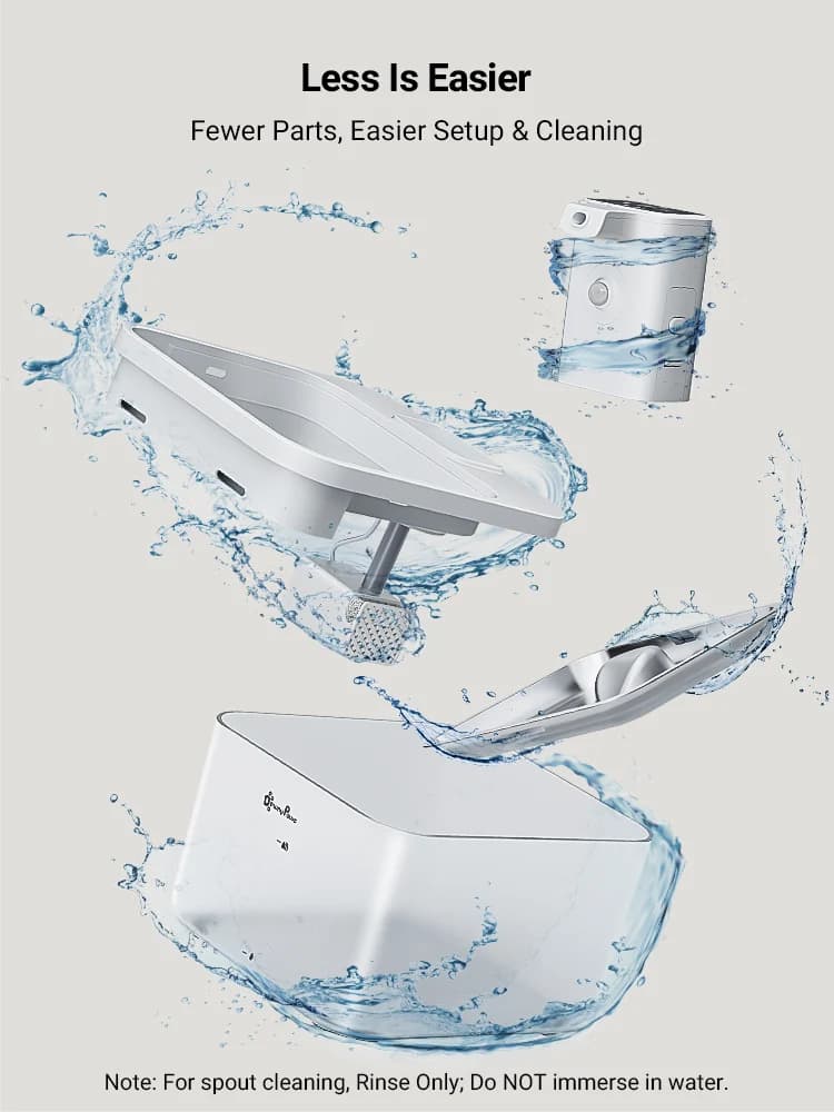 DownyPaws 2,5 L fontaine d'eau automatique en acier inoxydable pour chat 4000 mAh abreuvoir sans fil