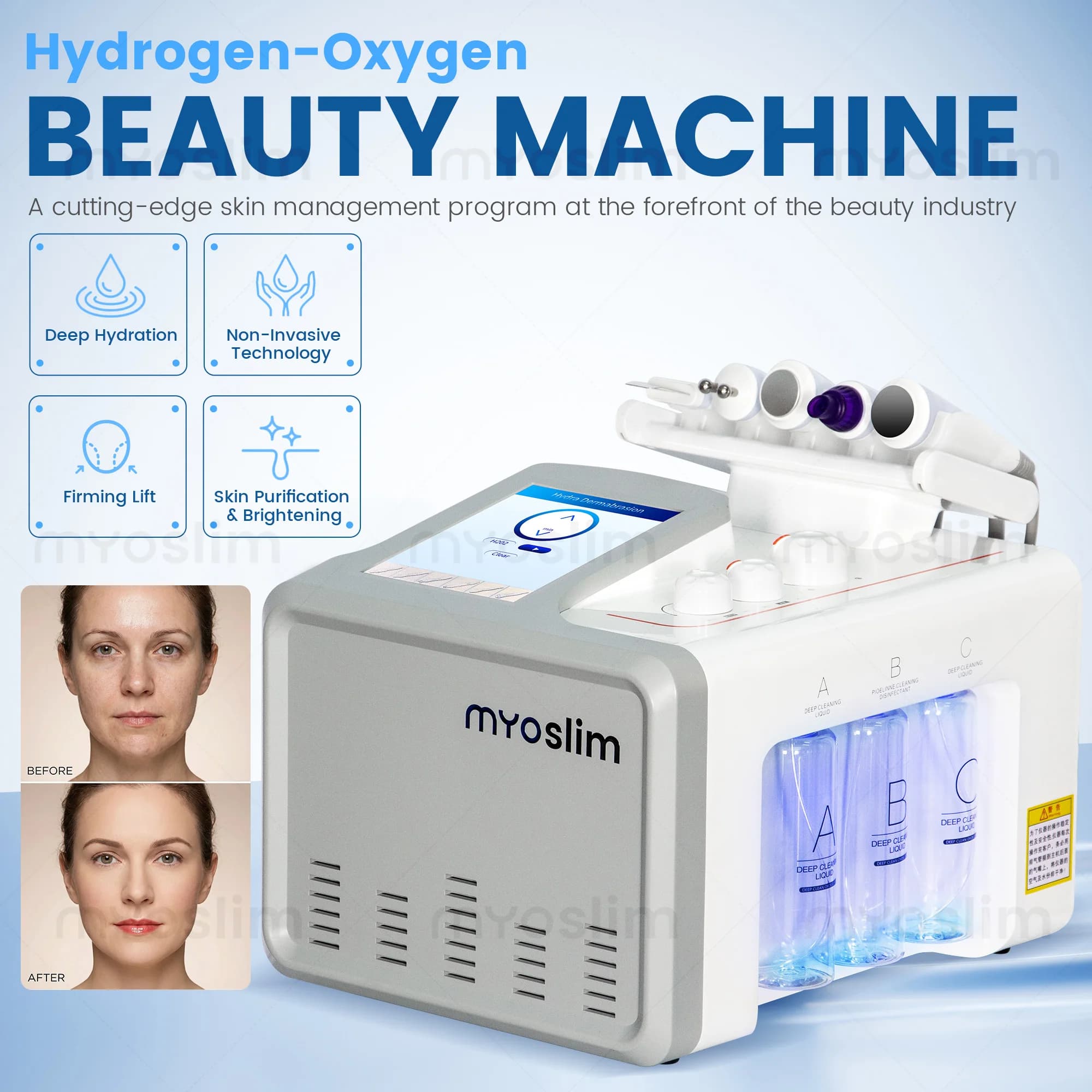 Appareil de nettoyage facial Hydra Dermabrasion 6 en 1, appareil de beauté à l'hydrogène et à l'oxyg