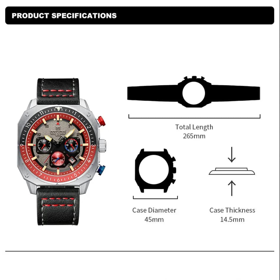 NAVIFORCE sport multifonction étanche montres pour hommes mode cuir marque de luxe Quartz analogique