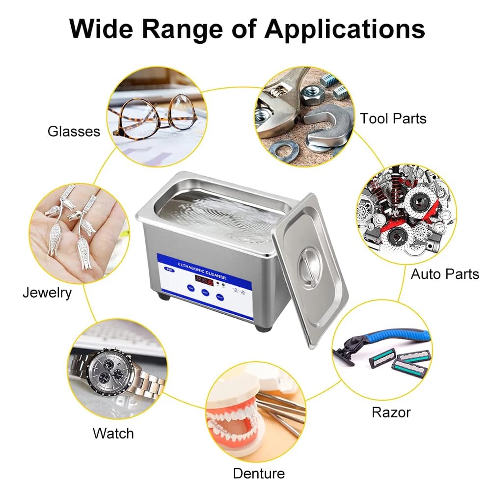 Nettoyeur à ultrasons lunettes nettoyeur de bijoux 40KHZ bain de lavage à ultrasons haute fréquence 