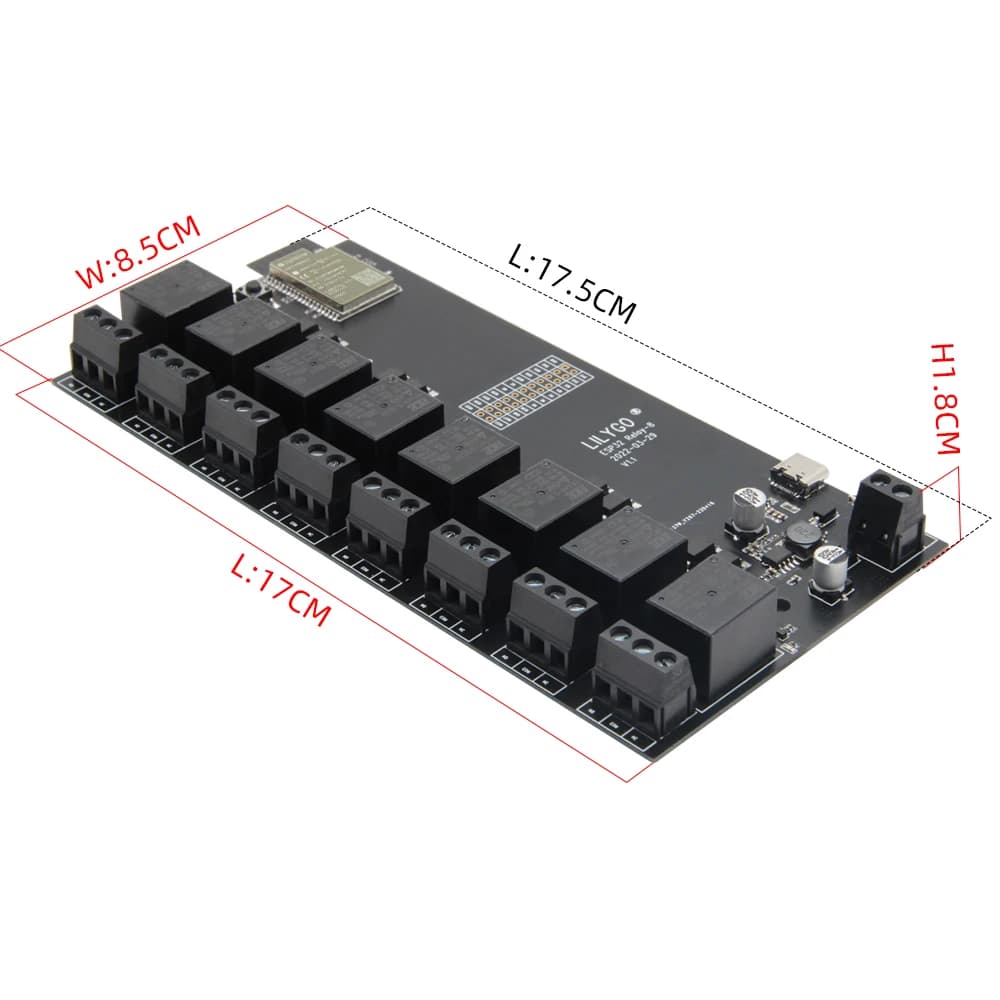 LILYGO ®   Module de relais t-relay 5V 8 canaux ESP32, carte de développement sans fil, WIFI, Blueto