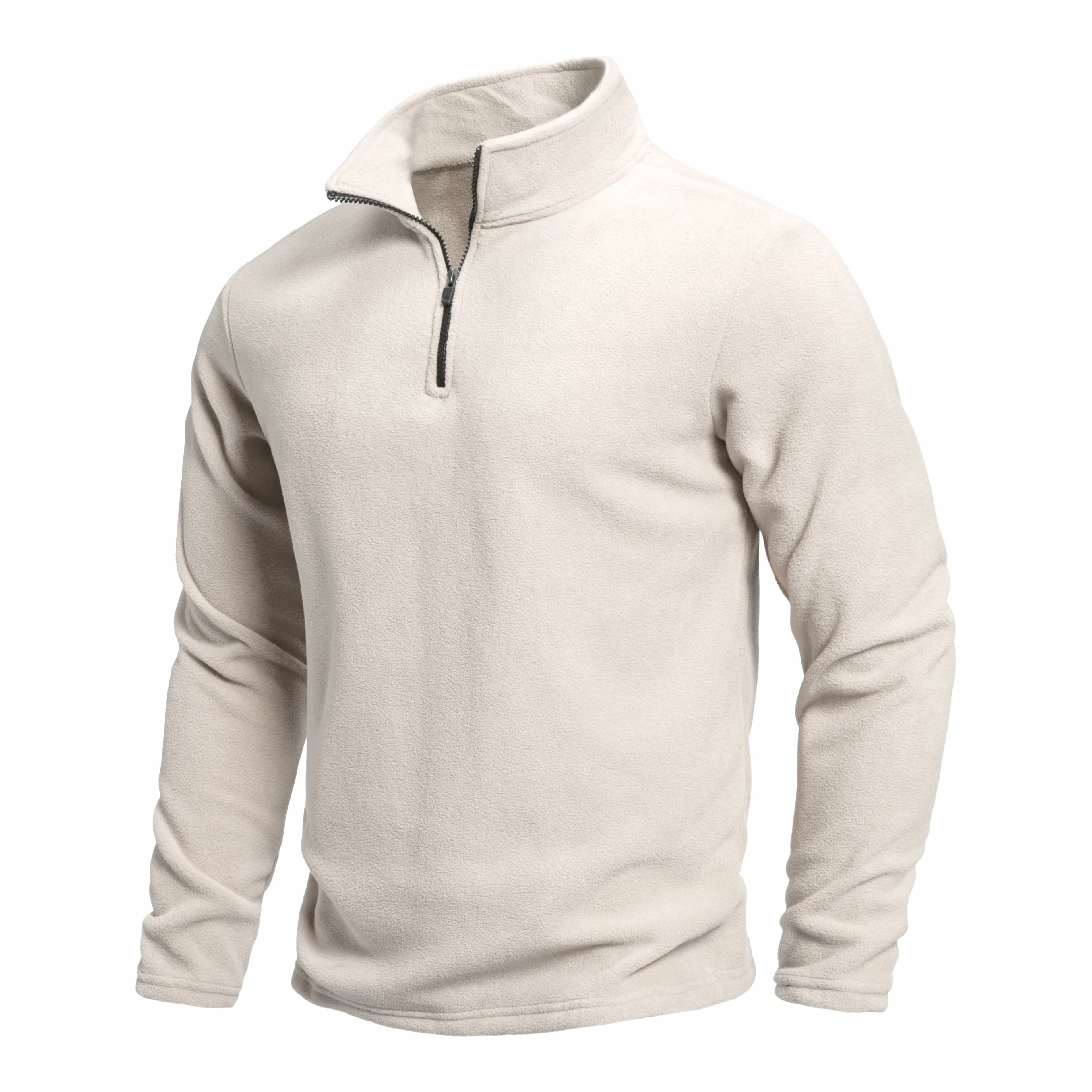Pull chaud d'extérieur pour hommes, mode hiver, chaud et confortable, demi-fermeture éclair, couleur