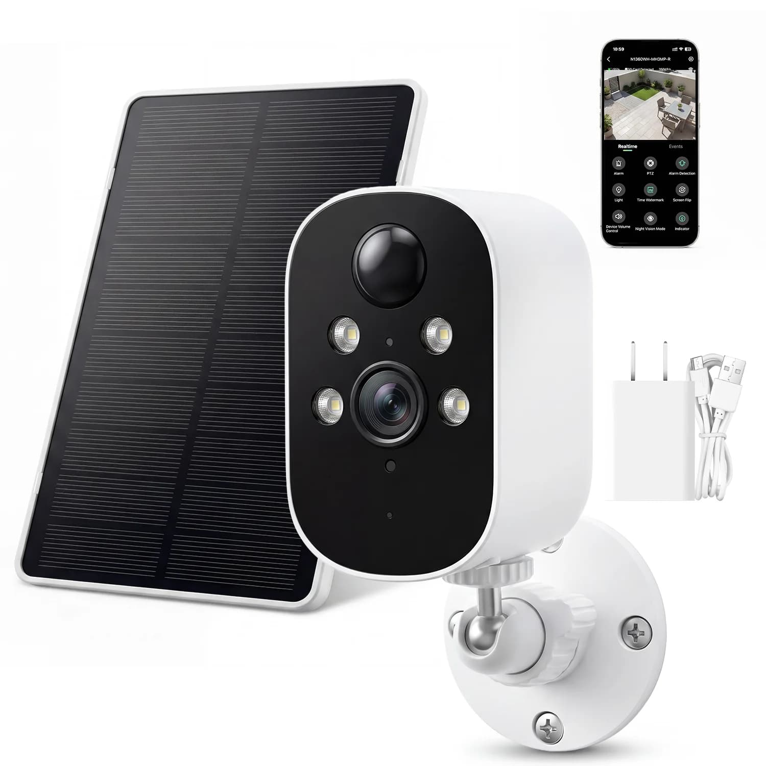 Caméras de sécurité WiFi sans fil, caméra extérieure alimentée par batterie solaire 2K, surveillance