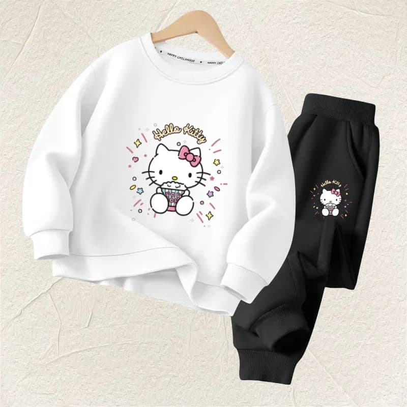 Ensemble de vêtements d'automne pour bébé fille, sweat-shirt et pantalon imprimés de dessin animé Sa