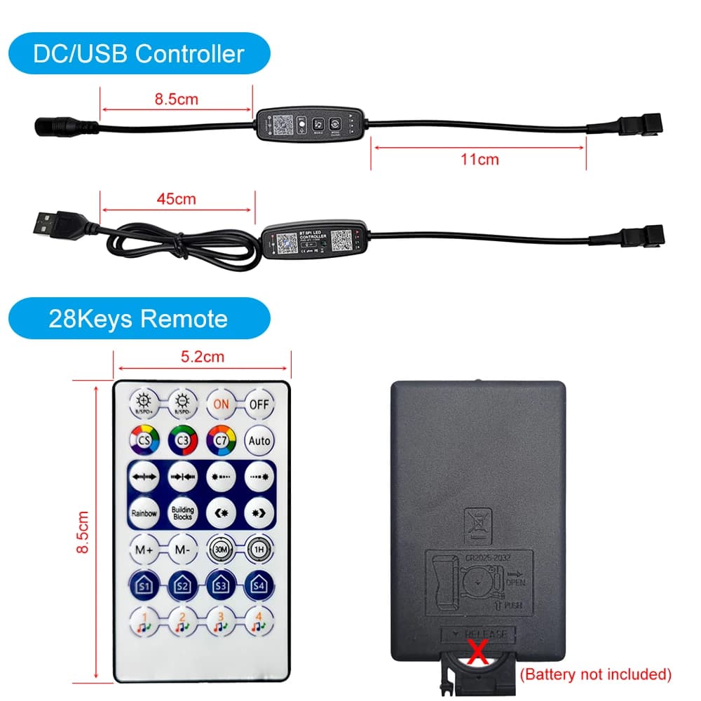 WS2811 WS2812B LED de contrôle Bluetooth musique micro intégré 28 touches télécommande adressable in