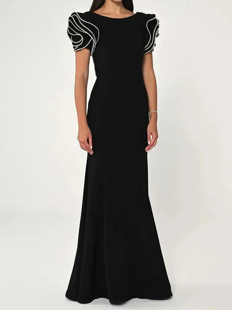 HIGH STREET Nouvelle Collection 2026 Robe Longue de Soirée Designer pour Femme, Ornée de Perles et d