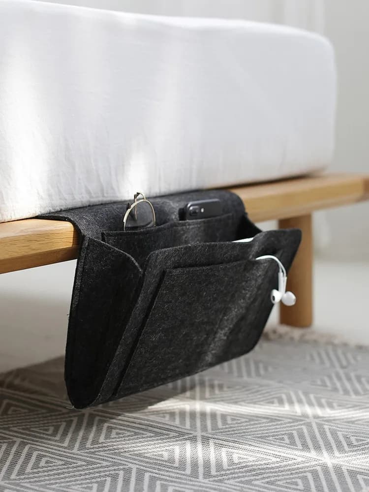 Sac de rangement suspendu en feutre, dortoir, lit, canapé, chambre à coucher, tapis, contenu de maga