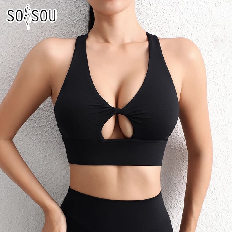 SOISOU Nylon Yoga haut court soutien-gorge pour femmes gymnastique Sport soutien-gorge le plus sexy 