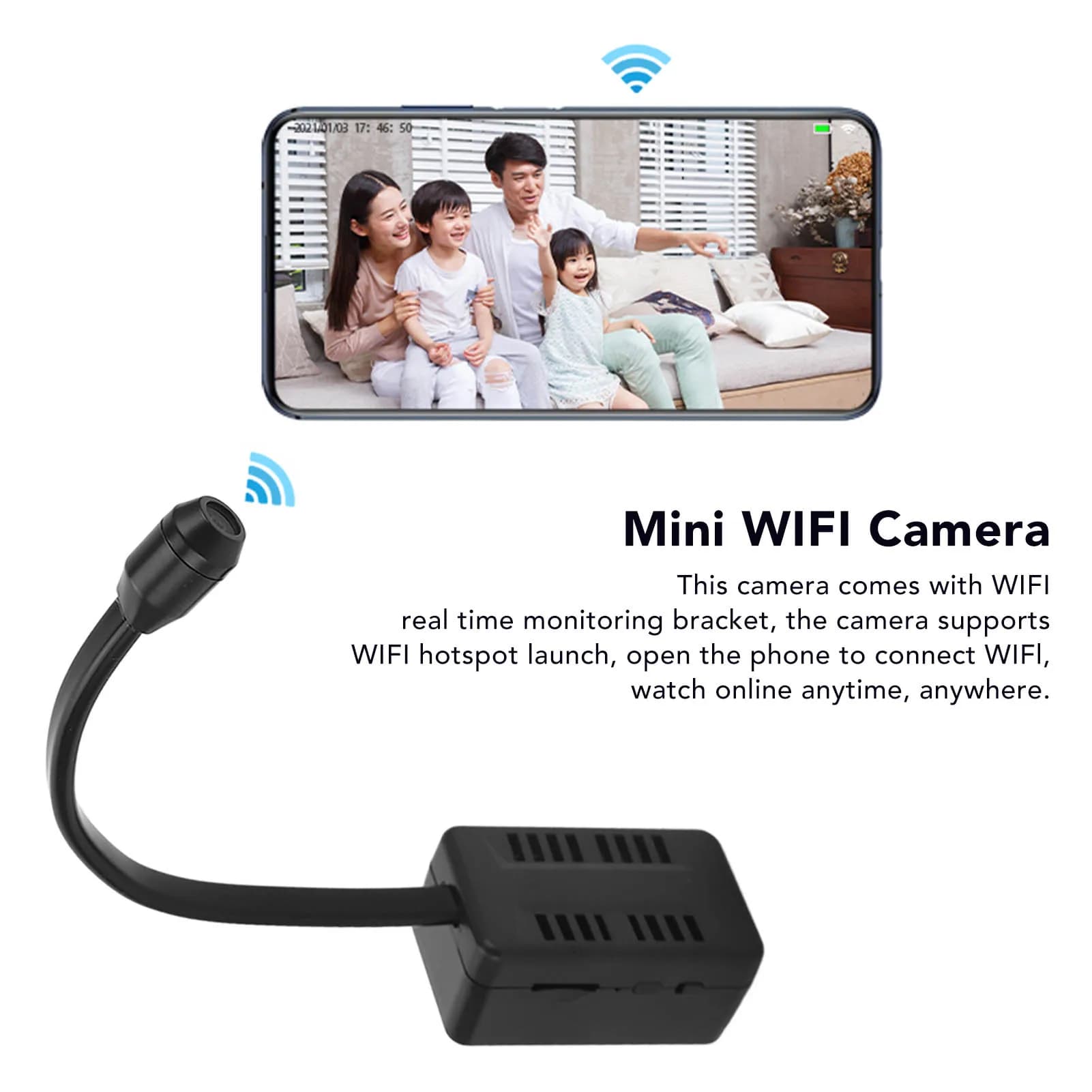 Mini caméra WIFI, caméra de Surveillance HD 1080P X7 Mini caméra WIFI avec petit objectif serpent ré