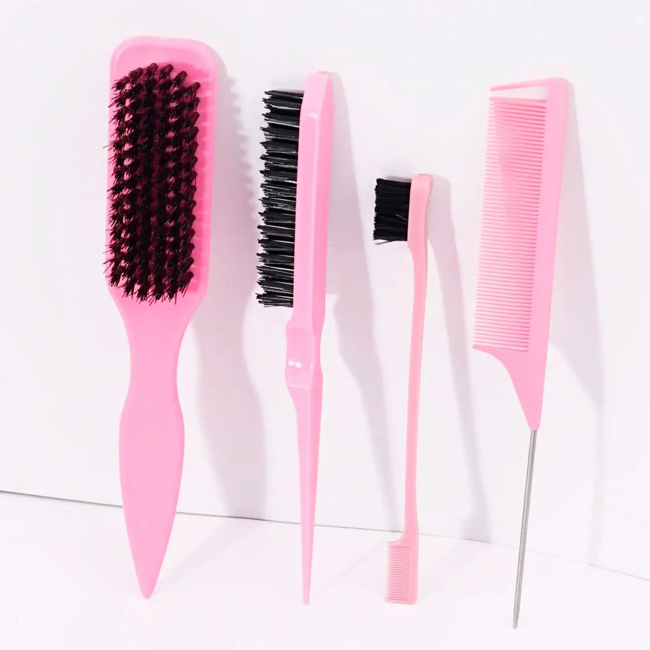 Ensemble de 4 peignes à queue pointue, antistatiques, poils en nylon, utilisés pour lisser les cheve
