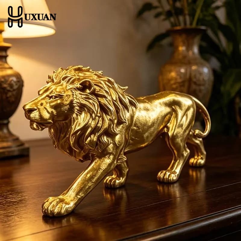 Statue de lion imprimée en 3D distinctive pour la décoration de bureau et d'étagère à la maison