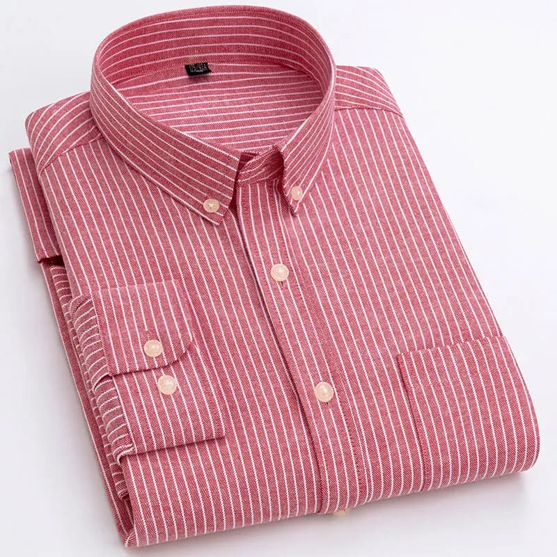 Chemise à manches longues tissée Oxford pour hommes, en coton, sans repassage, anti-rides, facile à 