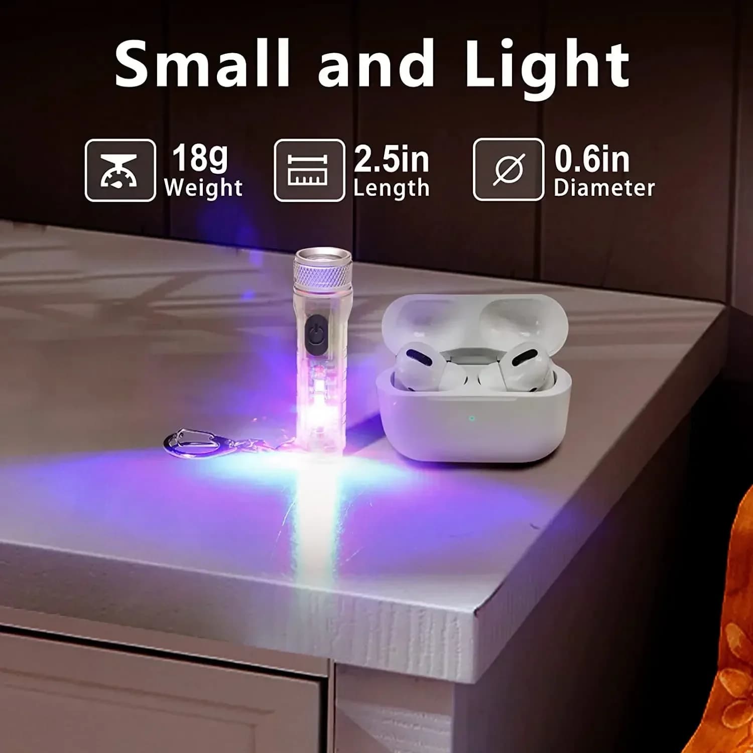 Lampe de poche fluorescente, Mini porte-clés, Rechargeable, multifonction, torche magnétique Portabl