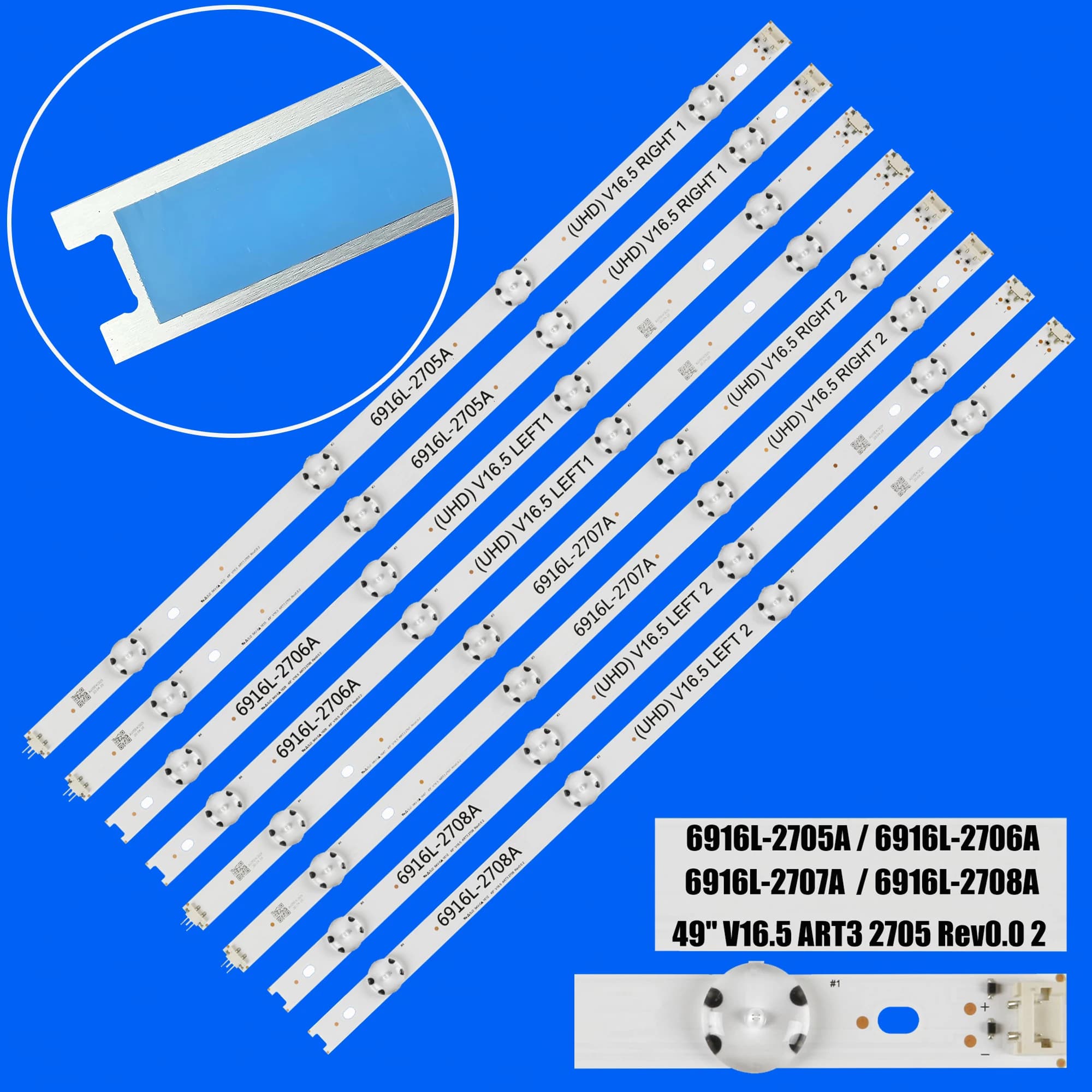 Bande de rétro-éclairage LED pour 49LH590Y 49LJ58300W 49UH603V 49UH620V 49UH671V LC490DGE 6916L-2705