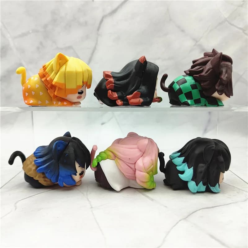 6 pièces/ensemble Anime démon Slayer Figure Nezuko Tanjirou Zenitsu Inosuke Mini Figurine Kawaii cha