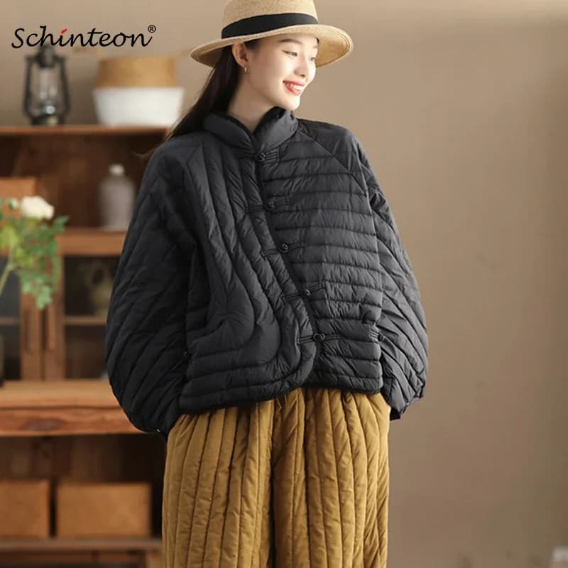 Veste en duvet de canard blanc ultraléger pour femme, manteau vintage, vêtements d'extérieur décontr