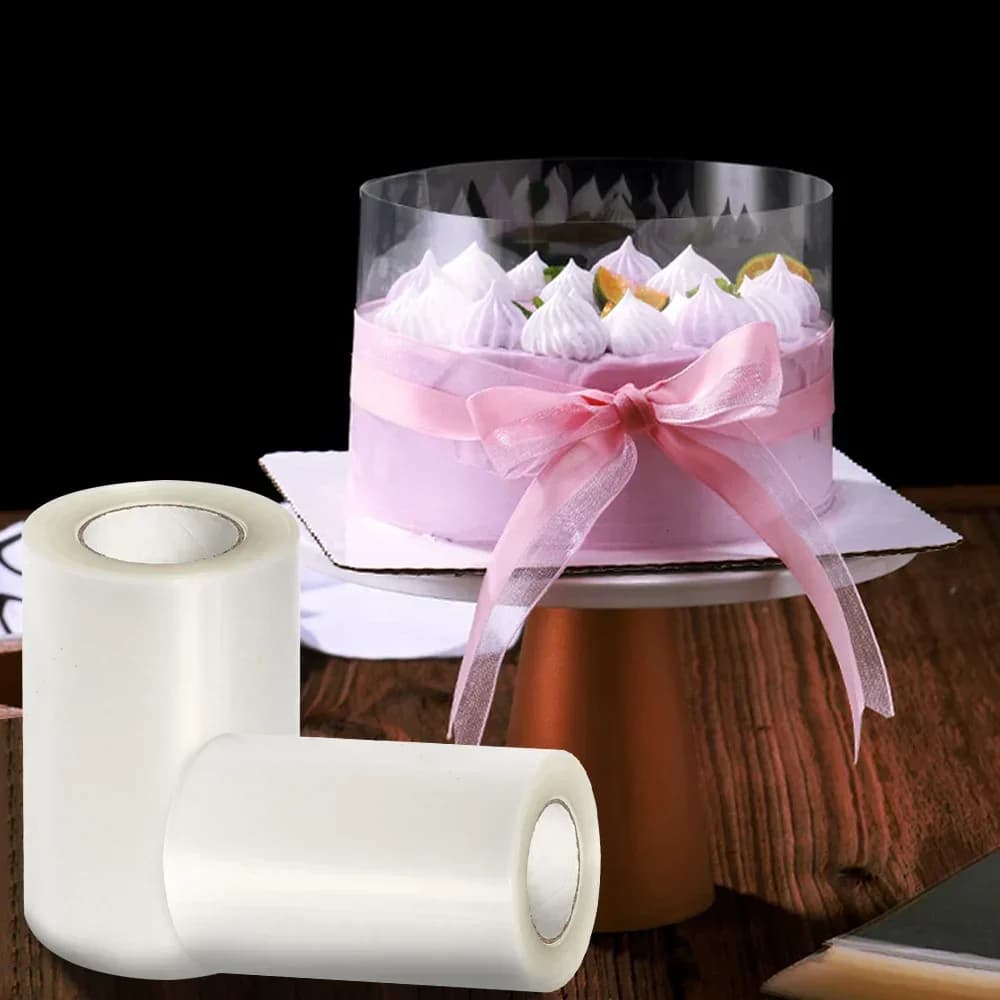 1 rouleau de Film Surround pour gâteau, ustensiles de cuisson, Film en acétate Transparent, collier 