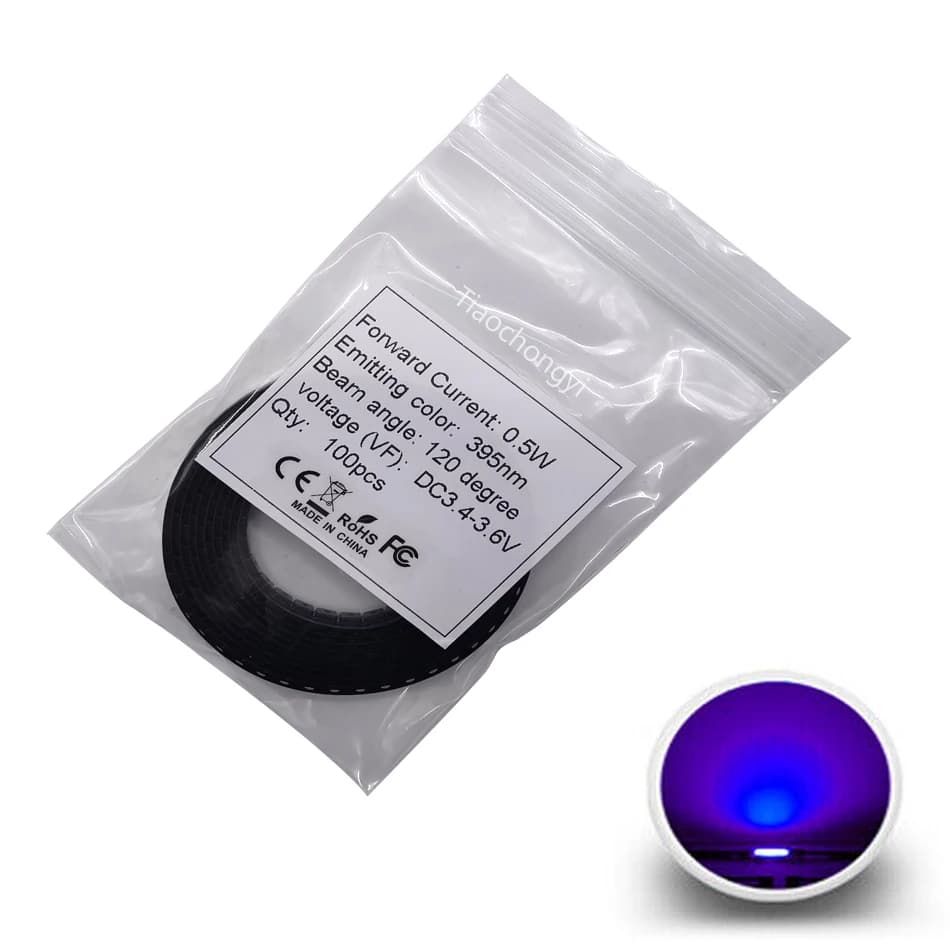 2835 3528 SMD UV violet puce de lumière lampes ltraviolet 0.5W 0.2W 395nm 365nm LED Diode électrolum
