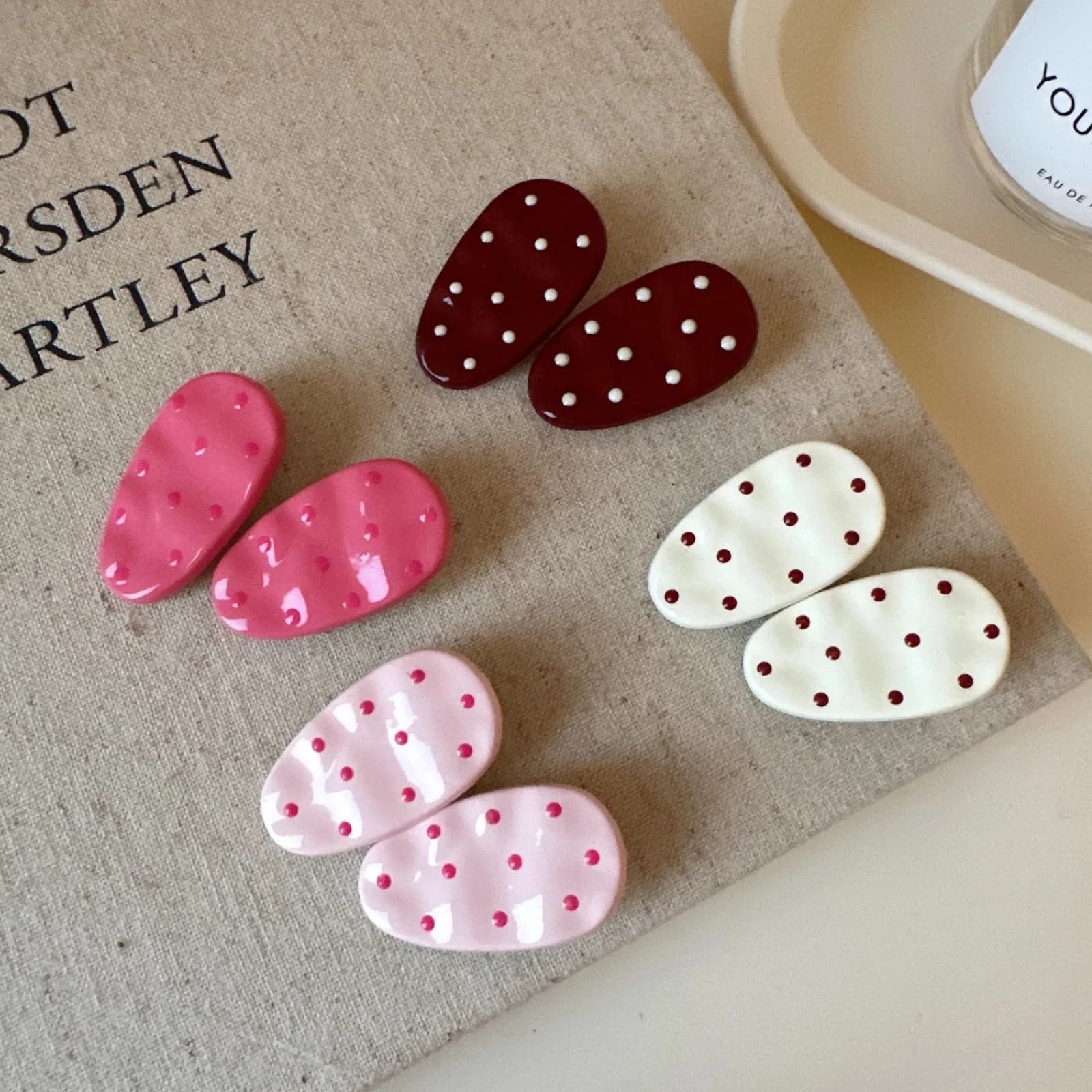 Ensemble de pinces à cheveux à pois mignons, épingles à cheveux ovales colorées, accessoires pour ch