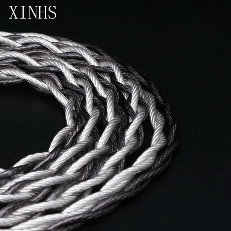XINHS-Fil de cuivre plaqué argent monocristallin A10, 4 cœurs, graphène noir, qualité fièvre, câble 
