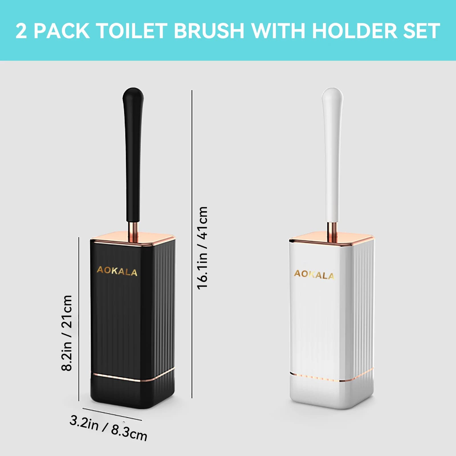 Aokala Brosse de Toilette et Support en Silicone, Ensemble de Cuvette, Manche Long, Livres Profonds 