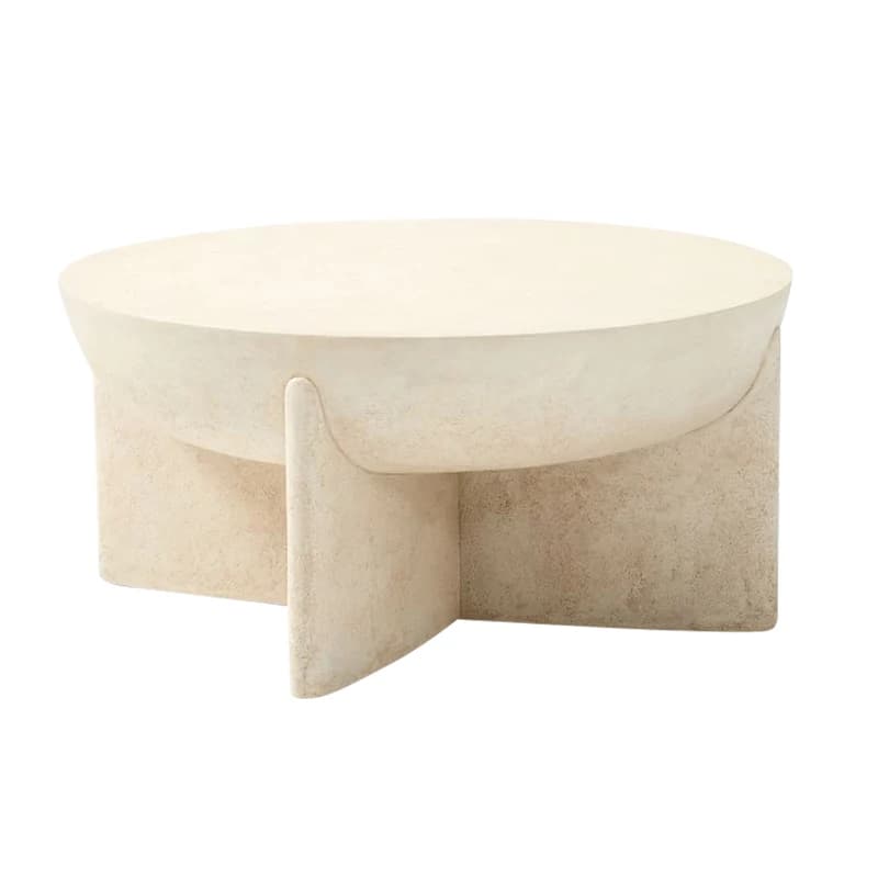 Table basse d'extérieur blanche crème française, design moderne, Table d'appoint ronde créative, meu