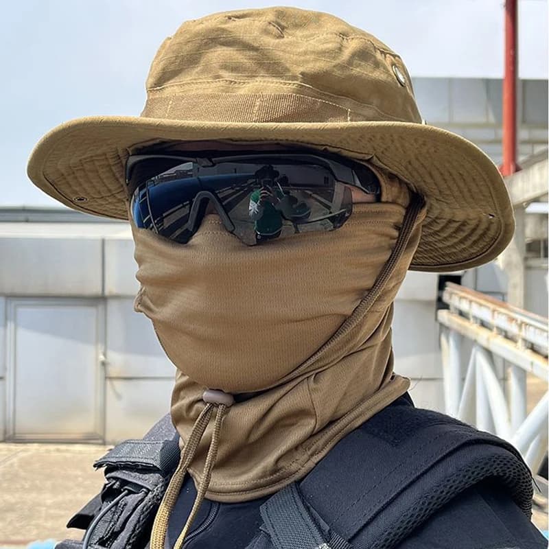Cagoule à large bord pour hommes, ensemble mixte, casquette Boonie de protection solaire, randonnée 