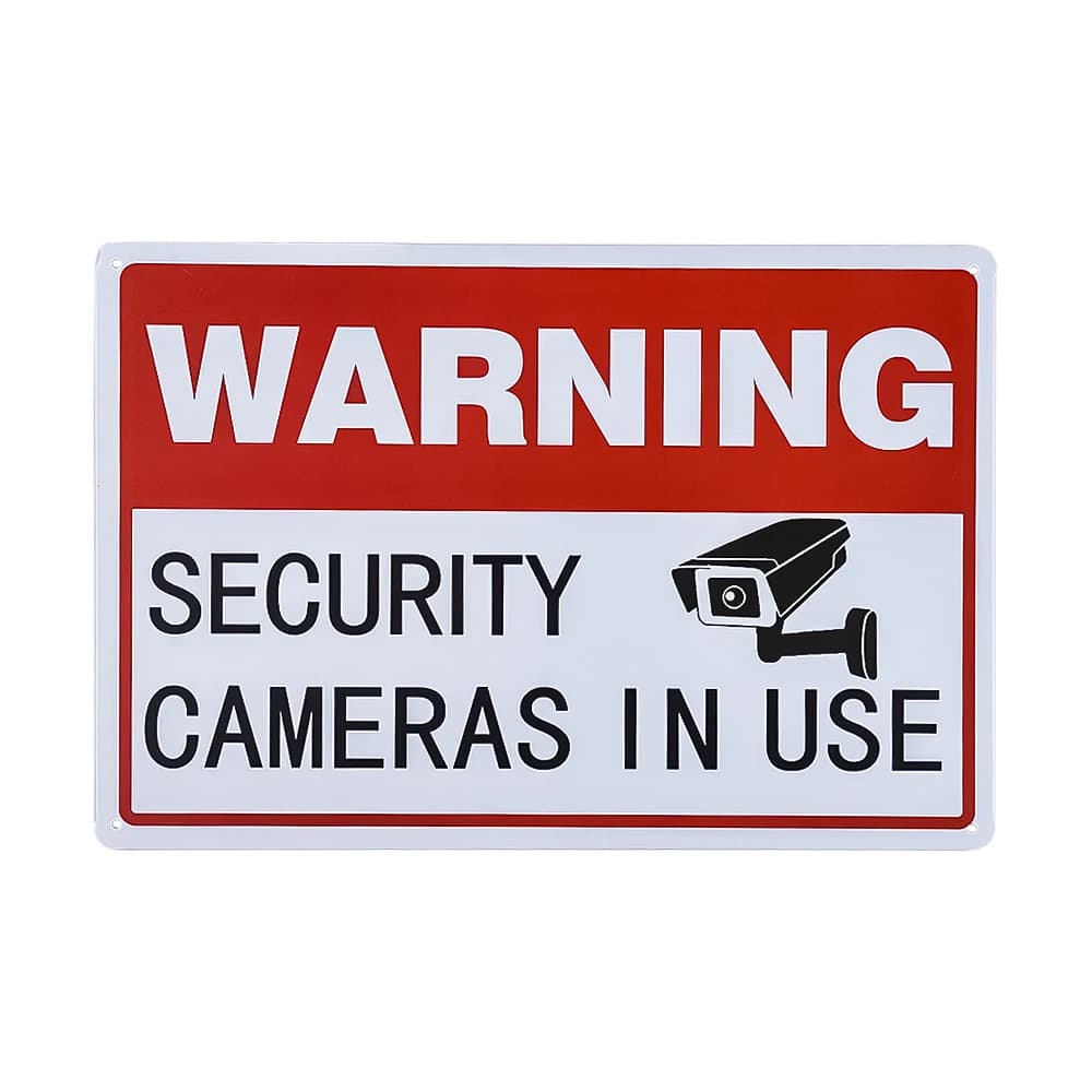 Panneau métallique vintage : Caméras de vidéosurveillance en service