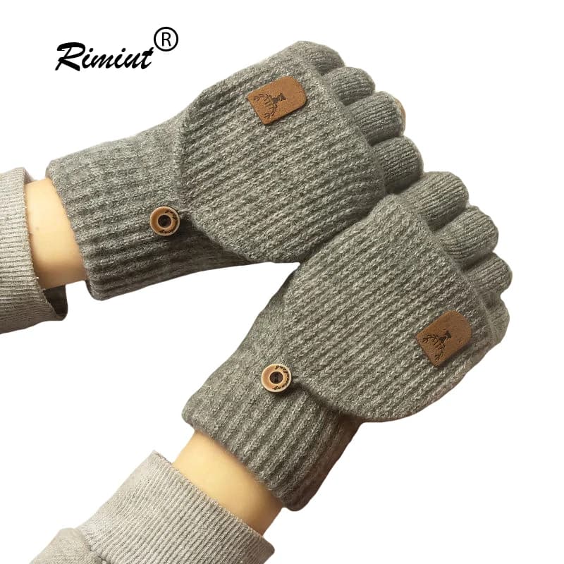 Gants tricotés sans doigts pour l'hiver, épais et chauds pour écran tactile, pour hommes et femmes, 