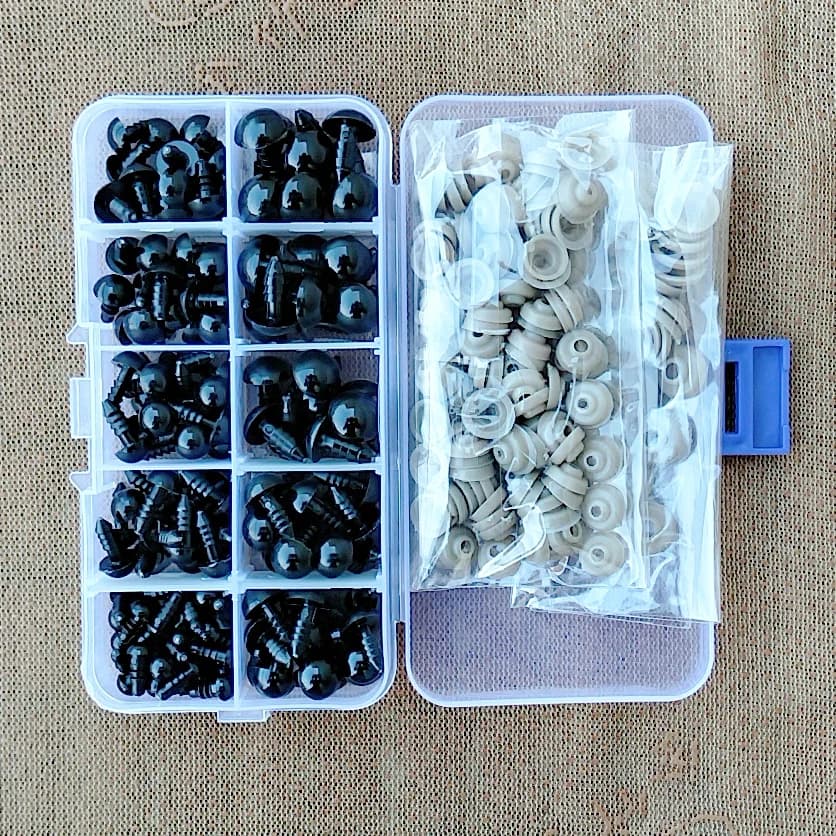 Yeux de sécurité en plastique noir, 100 pièces, 6-12mm, pour jouets, poupées artisanales, ours en pe