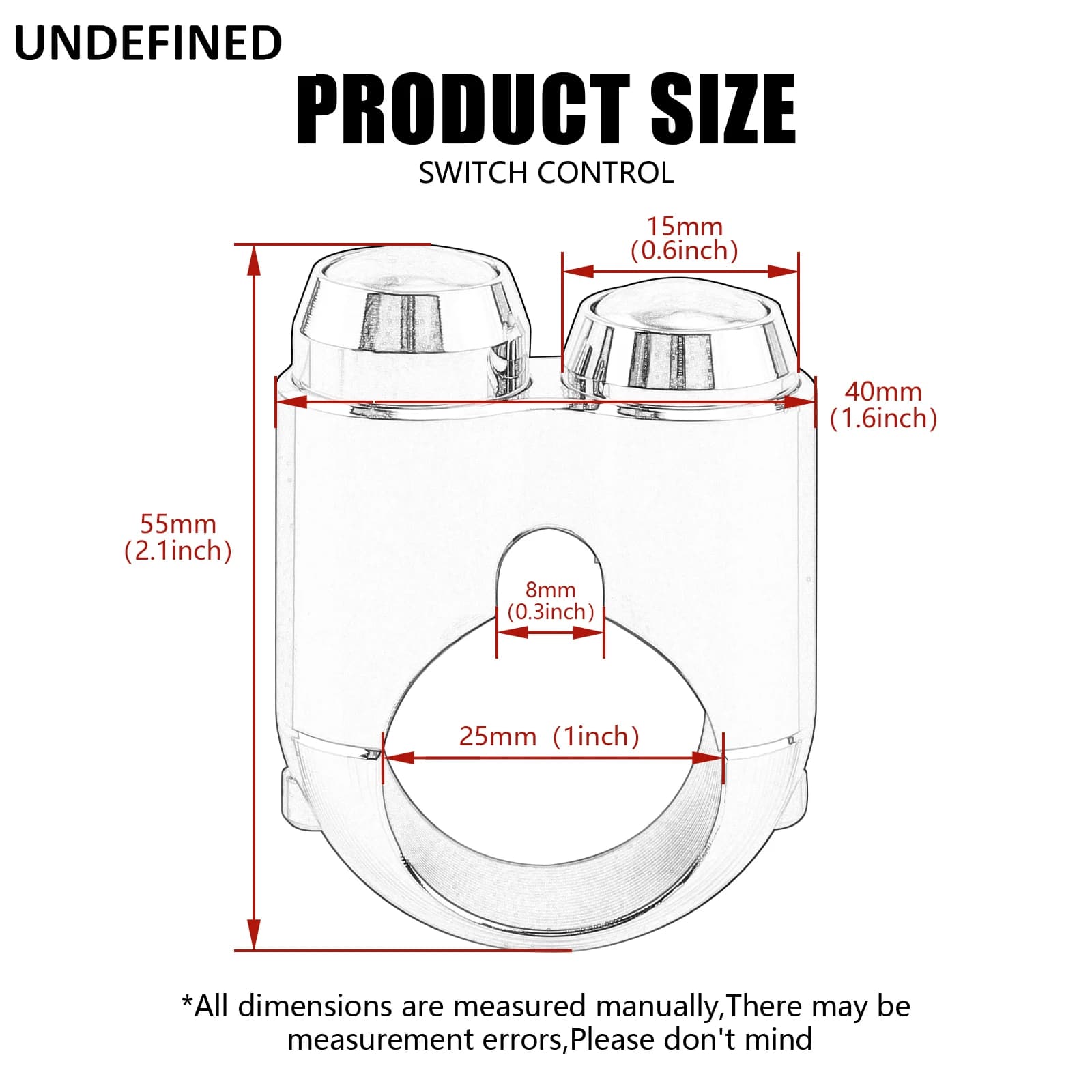 Interrupteur de commande de guidon de moto, 1 ", 25mm, bouton de klaxon, clignotant, interrupteur d'