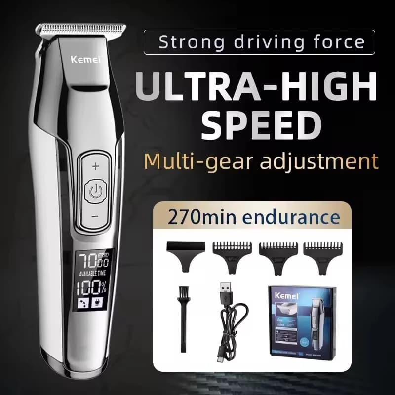 Kemei KM-5027 tondeuse à cheveux électrique originale tondeuse à cheveux Rechargeable affichage LCD 