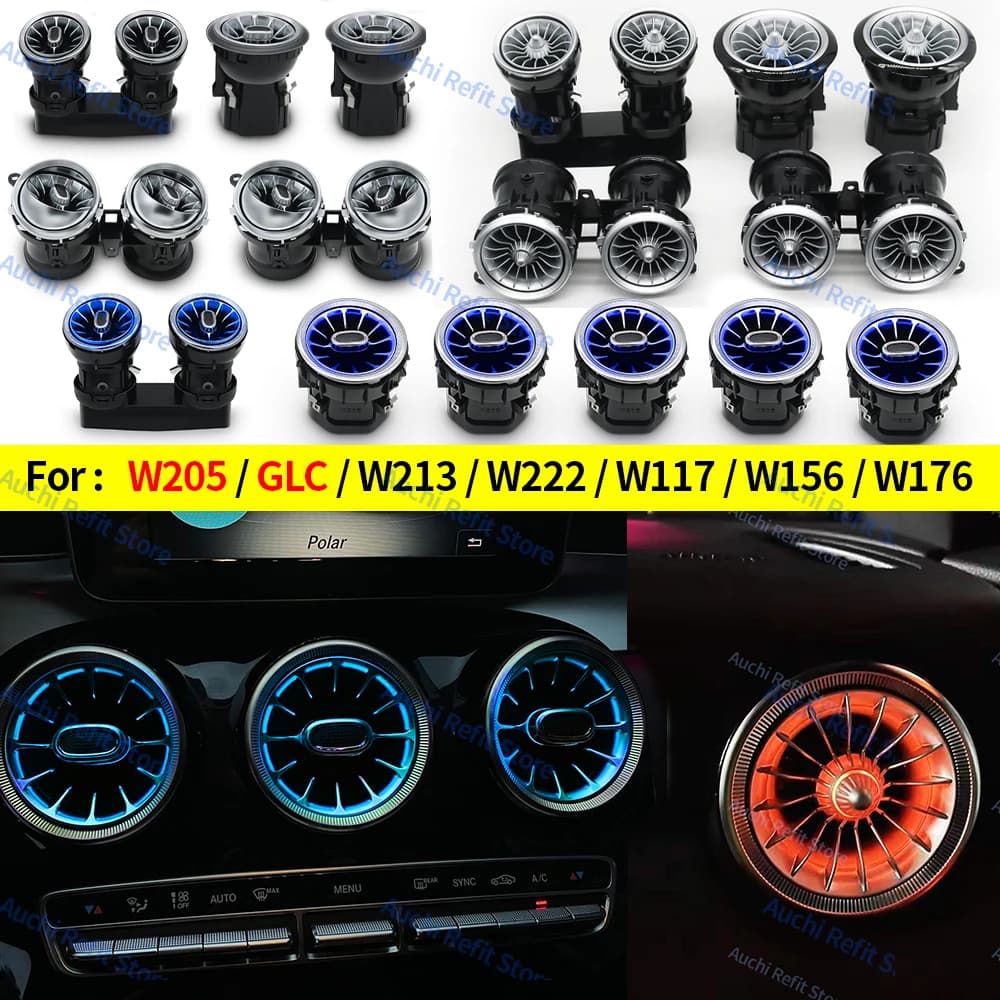 Diffuseurs d'air LED pour voiture, 3/64 couleurs, pour Mercedes-Benz Classe C GLC W205 X253 W213 W22