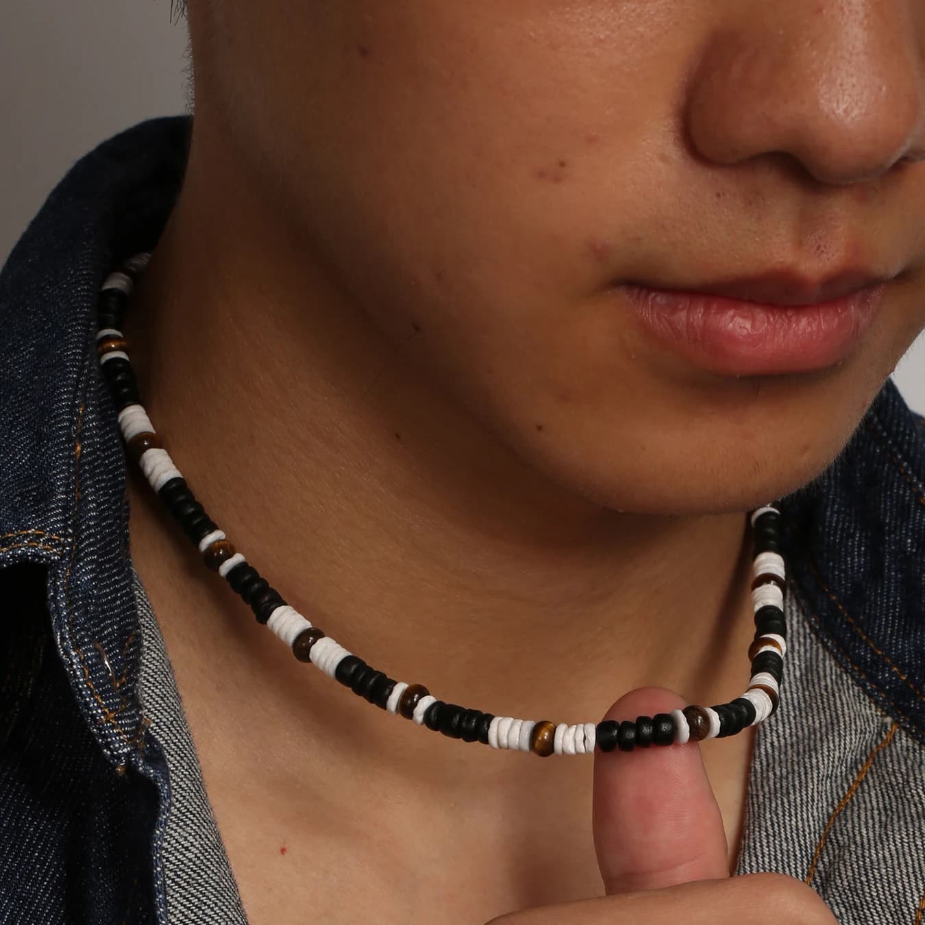 Collier Hombre bohême mâle surfeur collier pour homme bijoux coquille de noix de coco homme en bois 